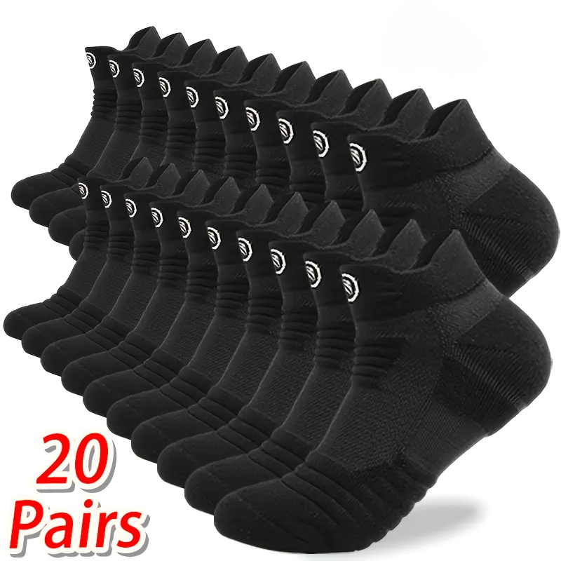 E-shop 20 Paar NCDATE Atmungsaktive, schweißableitende Knöchelsocken - Weiche, leichte Unisex-Sport- und Freizeitsocken, geometrisches Polsterdesign,