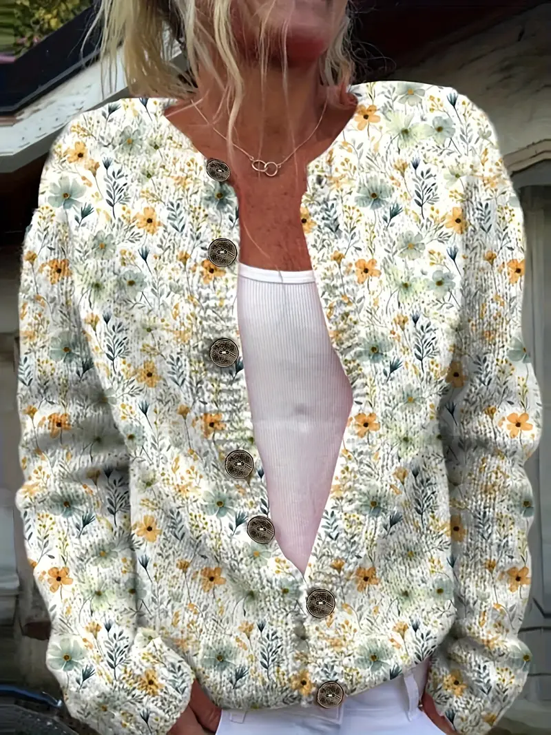 Elegant Round Neck Print Sweater Elegant Round Neck Print Sweater