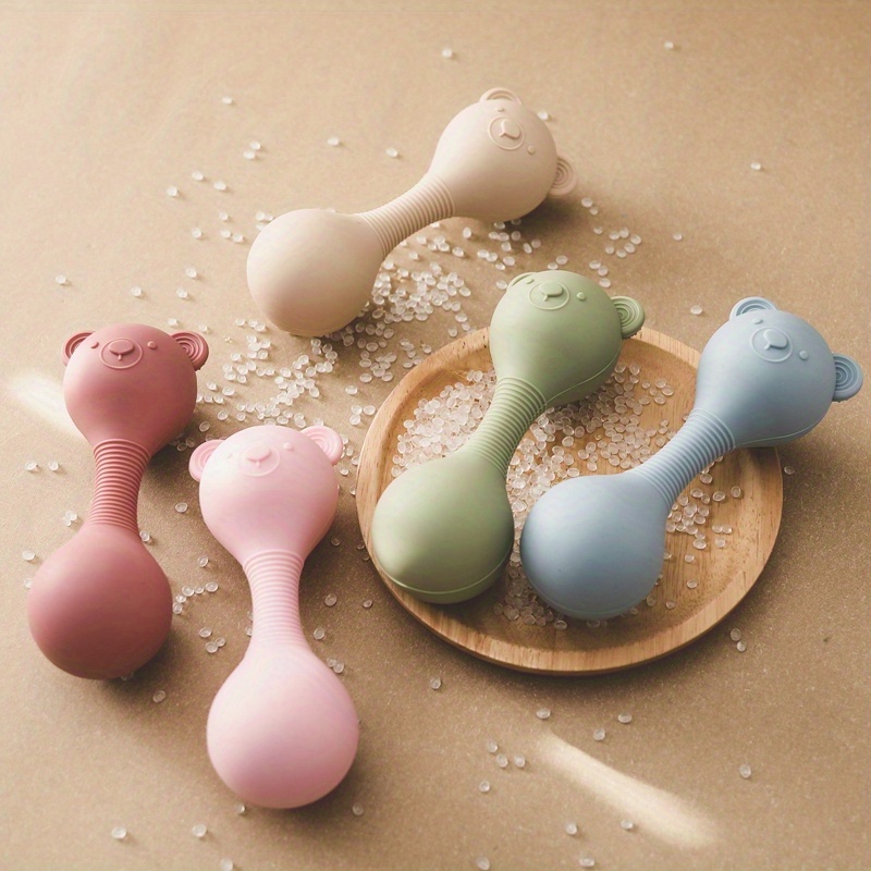 Baby Silicone Bear Sensory Toy - Interactive Rattle & Sound Maker with Soft Textured Design, Multi-Color Options for Infant Developmental Play, Christmas Birthday Gift for Newborns Toddlers, Toy for Baby, Toddler Play, Playful Design, Nontoxic Material, First Birthday Present