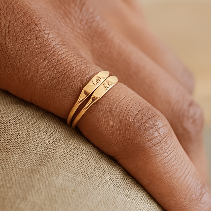 TEMU Custom Name Rings, Personalized Rings, Stacked Rings, Initial Rings, Exquisite Rings, Bridesmaid Gifts, Alphabet Rings, Valentine's Day Gifts,