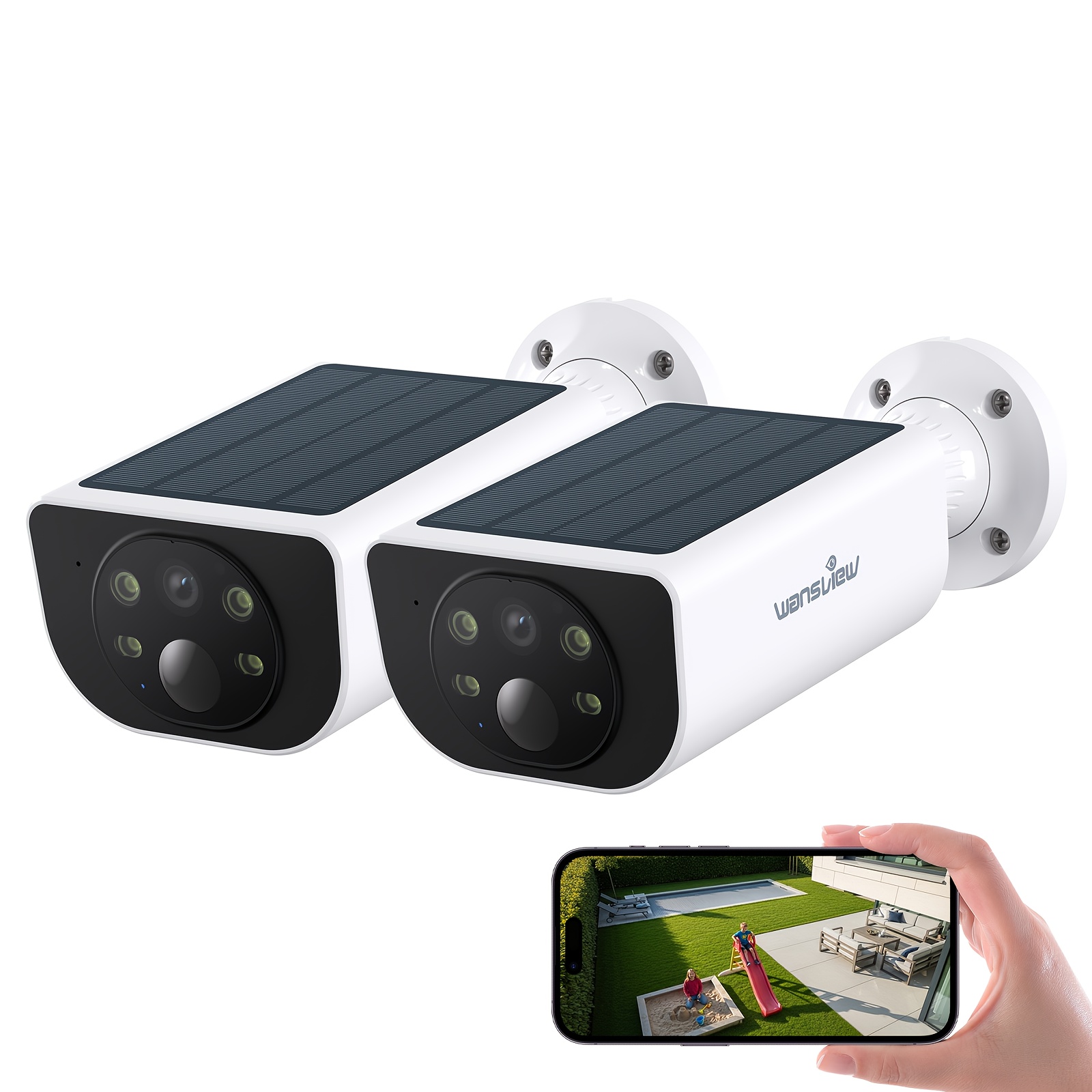 TEMU Wansview Solar Security Cameras Wireless Outdoor, Wireless Security Camera, 2.4ghz Wifi Cameras For Home Security, Continuous Power, Color Night