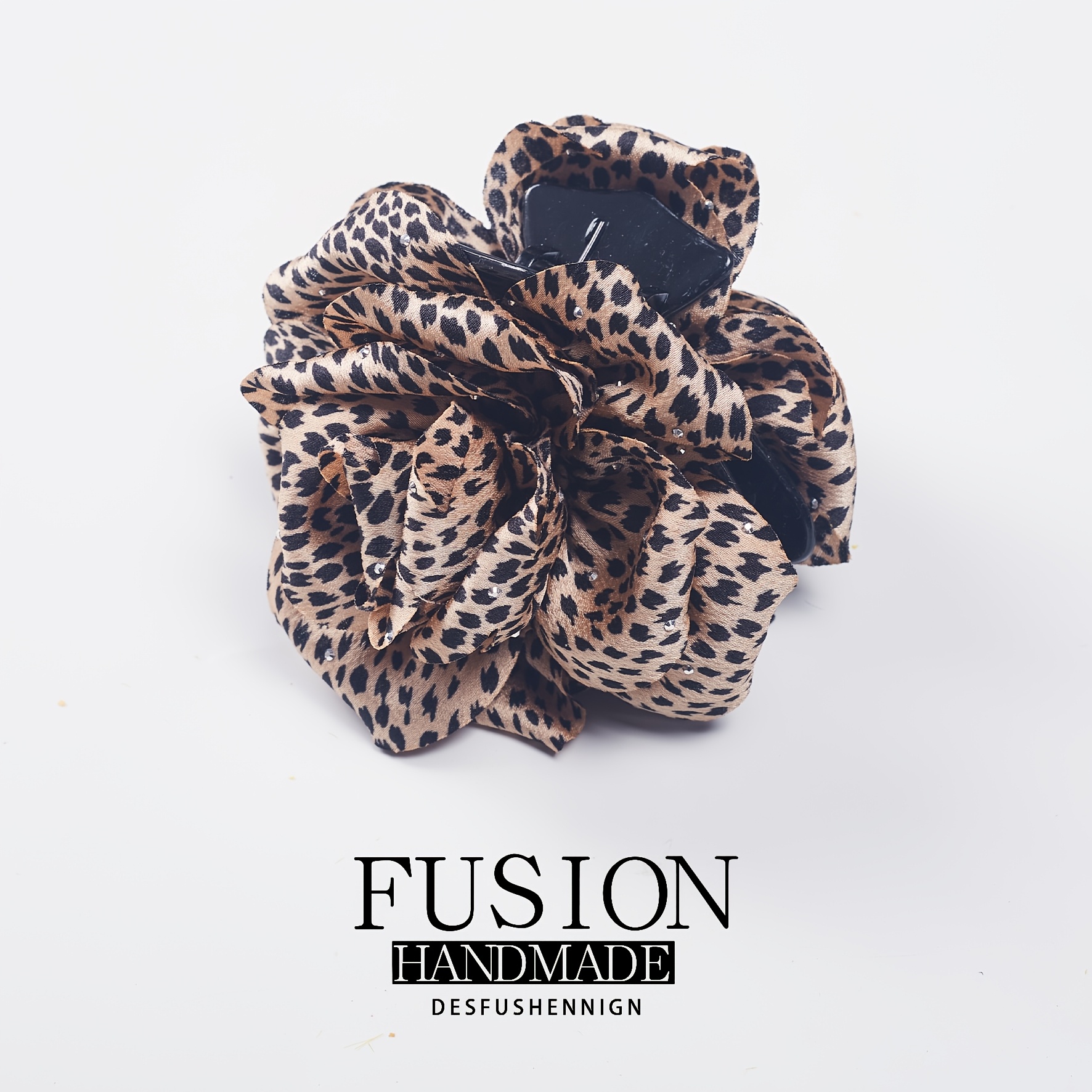 TEMU 1 pieza Pasador de pelo de peonía a de 10 cm/3.94 pulgadas, en Flor, con estampado de leopardo y sin enganches. Un accesorio impresionante para