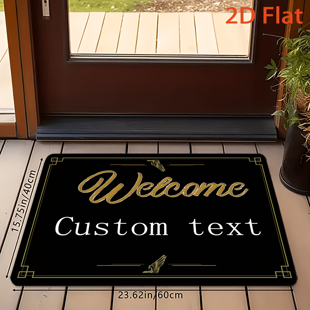 TEMU 1pc, Personalized Custom Text Welcome Mat - Ideal Gift For Home, Bedroom, Living Room, Kitchen, Outdoor Welcome Mat, Valentine's Day, Mother's