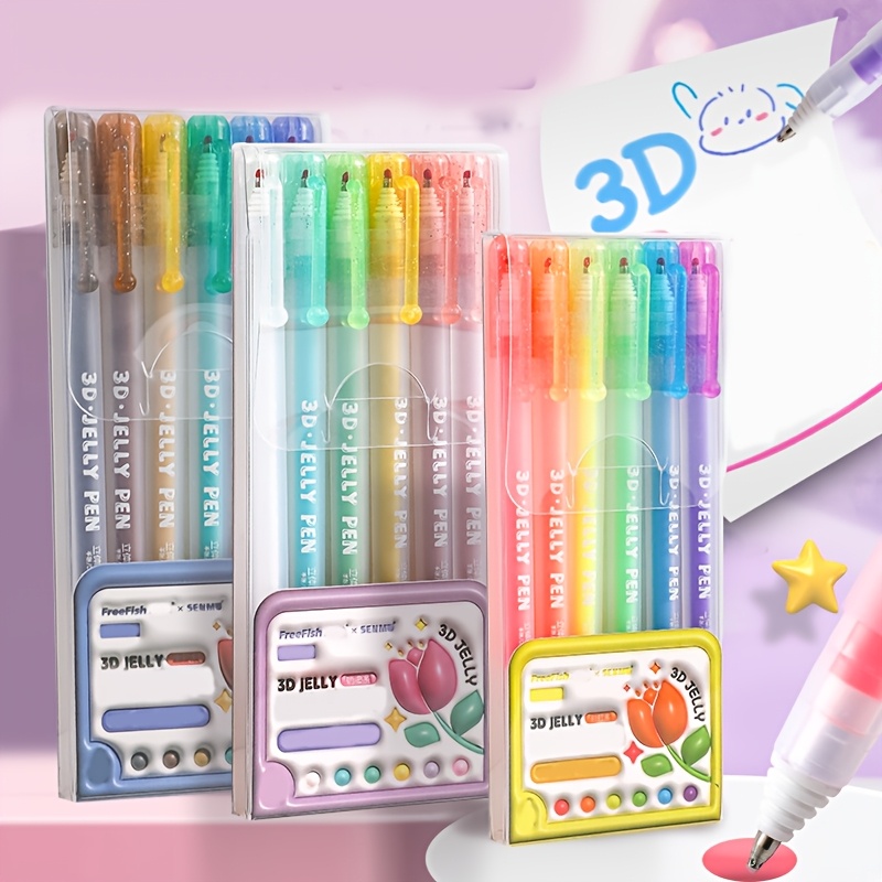 

3d Jelly Pens - Cute, Bouncy Diy Doodle & Greeting Card Markers, 1.0mm , Colorful Gel Pens For Use