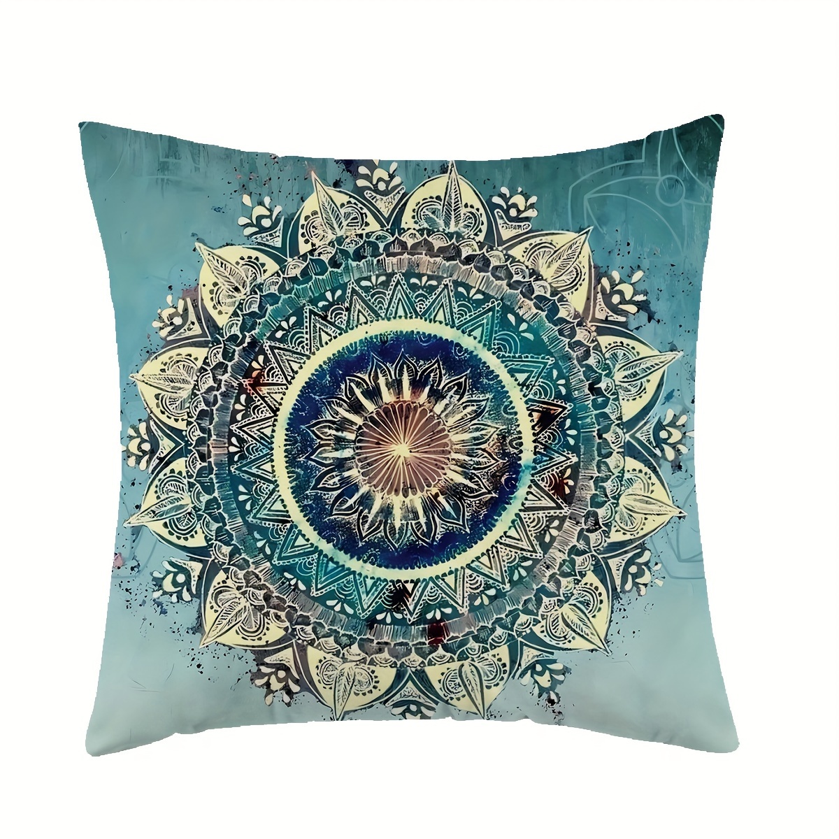 

1pc Mandara Throw Pillowcase, Single Sided Printing, 16.9inch*16.9inch, Suitable For Sofa Living Room Bedroom Home Decoration, No Pillow Core