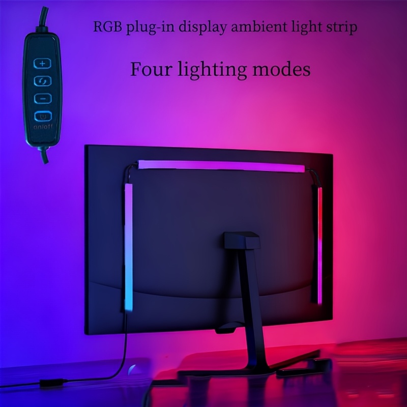 60.96cm/81.28cm RGB Computer Ambient Light Strips, Smart Light Strips, Room Decoration, Desktop Monitor Background LED Light Strips, USB Strips, Four Lighting Modes, Indoor Ambient Light