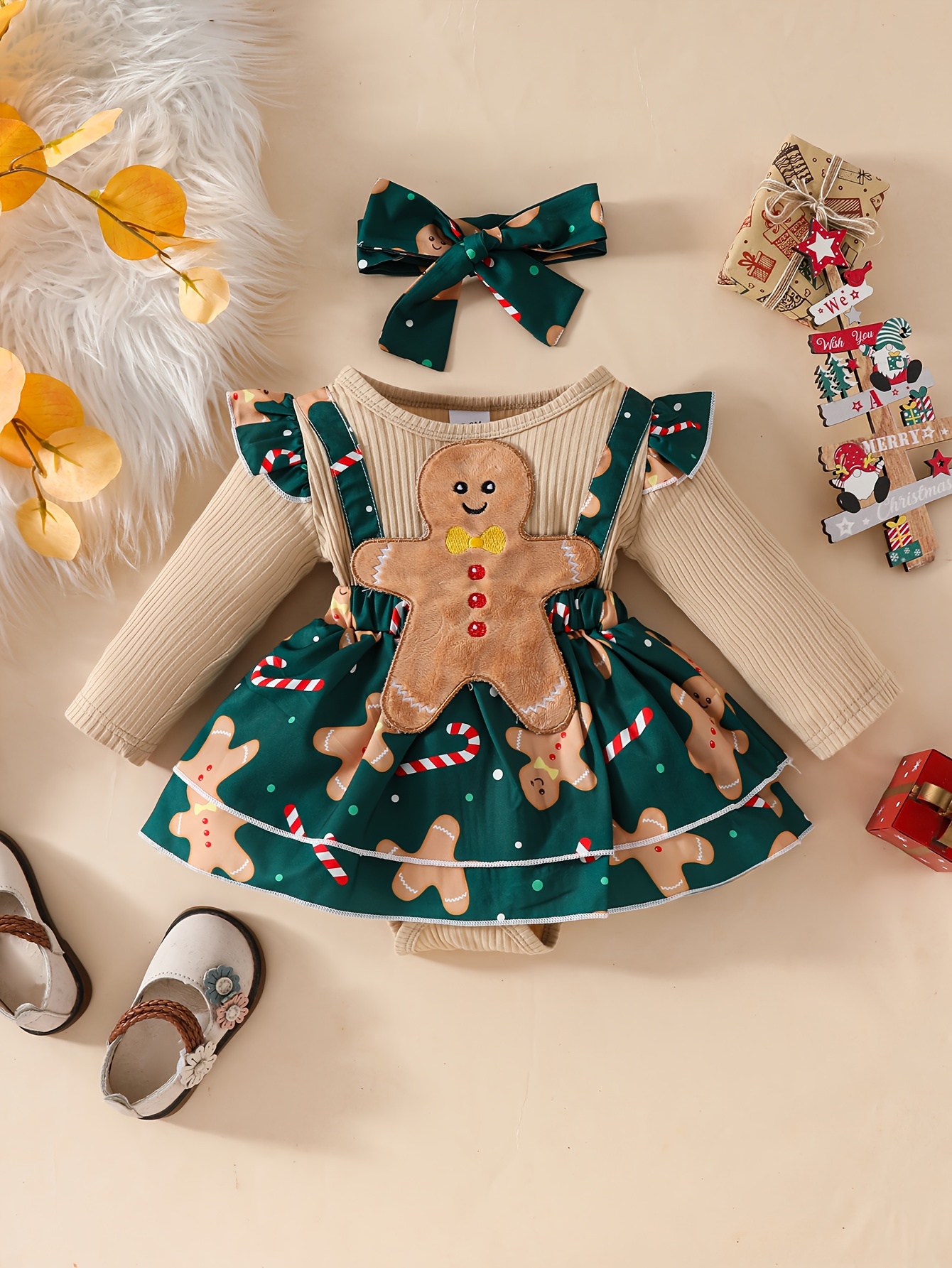 2pcs newborn baby girl christmas gingerbread santa claus - Temu Bahrain