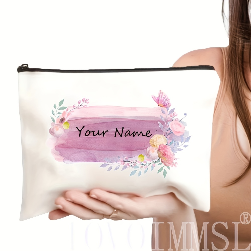 TEMU Borsa per trucco con /testo 1 pz - Organizzatore per cosmetici a grande capacit� per , beige// Pochette con cerniera, , da viaggio, chiusura a