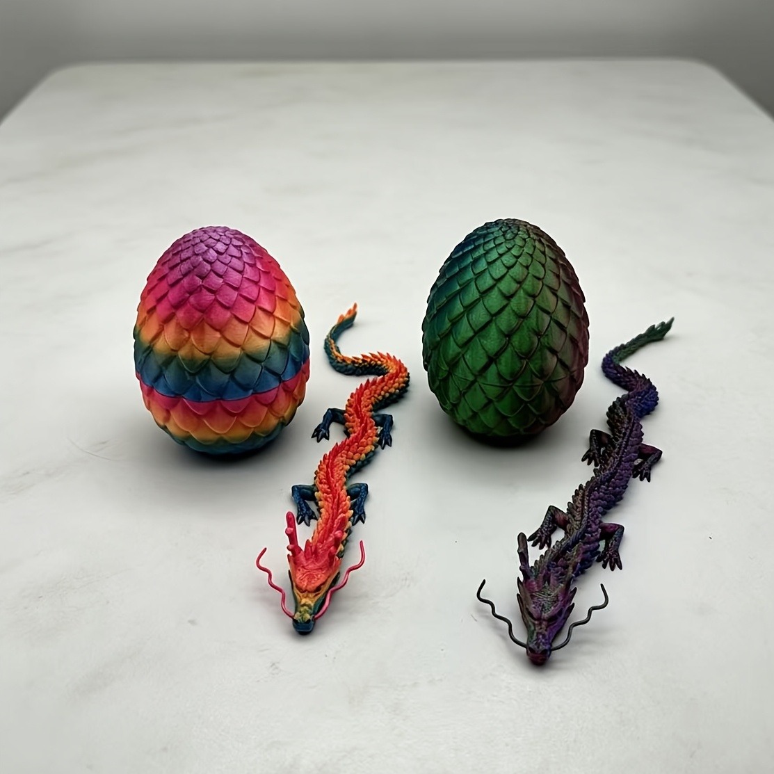 4pcs 3d Printed Dragon Egg Toy Set, Desktop Toy Model Collection, Movable Dragon Joints, Holiday Gift, Personalized Decorative Item, Christmas, Halloween, Random Color