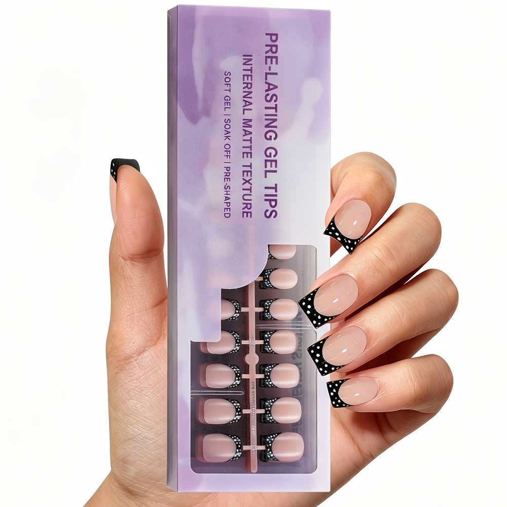 TEMU Set da 150 unghie finte a pressione , corte, quadrate, minimaliste, a e , design elegante che fa risparmiare tempo, 15 opzioni di misura, adatte