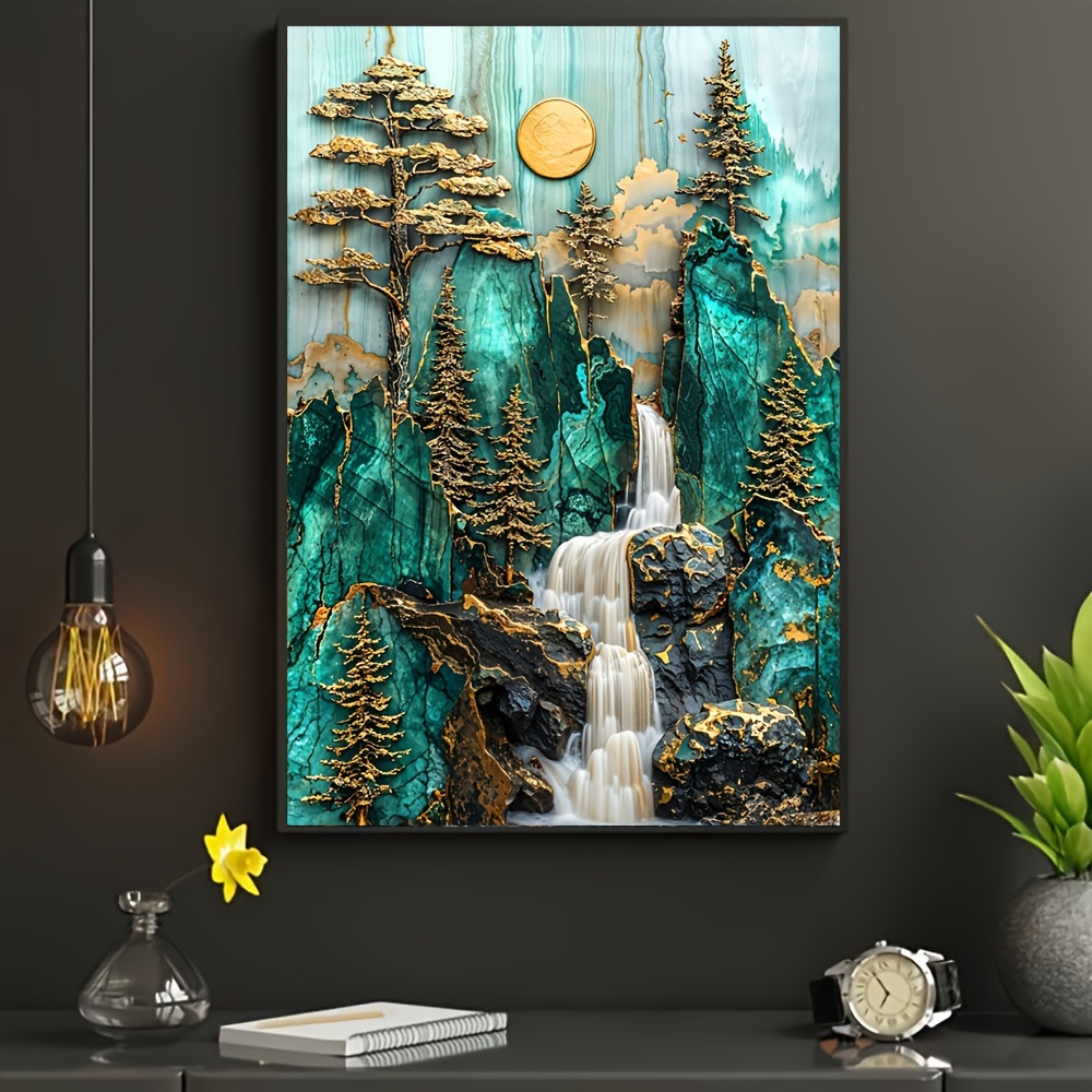 

Frameless Modern Falls Canvas Painting - 31.49" X 47.24" - Art For Living Room, Bedroom, And More - No Frame Required - White Canvas - No Power Needed