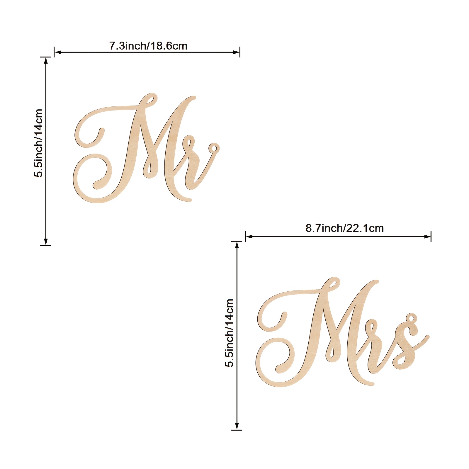Image of 2pcs Mr And Mrs Wood Sign Set, Mr And Mrs Chair Wood Signs, Bride Chair Decor, Groom And Bride Chair Sign, Wedding Signs (0.4cm Thickness)