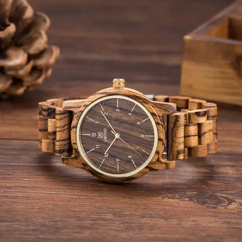 vintage zebra wood solid wooden watch for men quartz movement sandalwood wristwatch for casual wear unique christmas gift for men father boyfriend