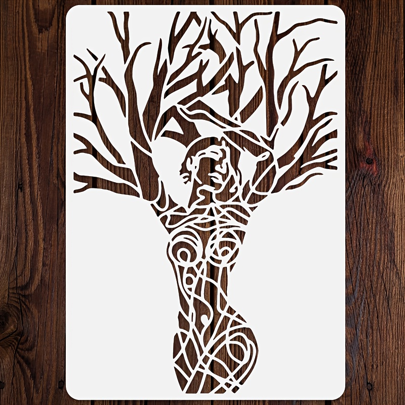 

Arbre de Dessin Grand Modèle - A4 Silhouette Pulvérisation Pochoir Réutilisable Mur Modèle, Arbre Modèle, Plastique, Blanc Crémeux