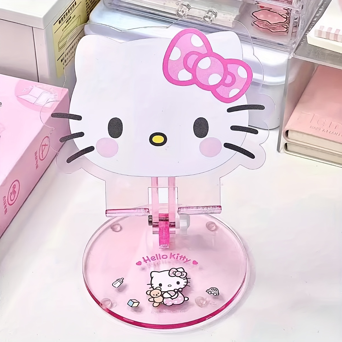 For Hello Kitty Official Licensed Multi-angle Adjustable Lazy Desktop Stand, Universal Phone And Tablet Holder, Folded And Easily , Thickened And Without Shaking, Essential For -watching And Learning