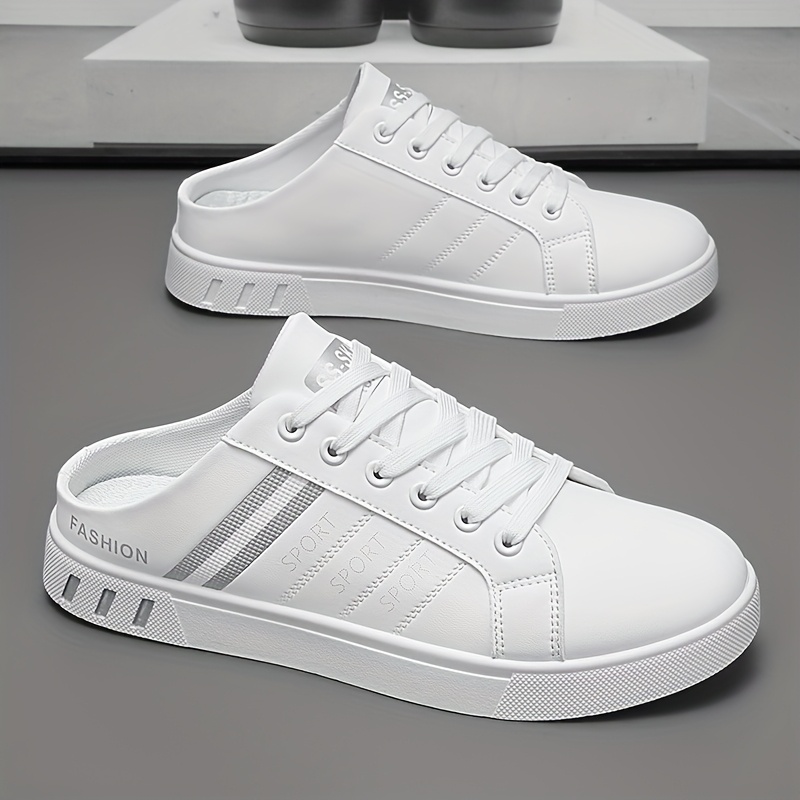 mens fashion slip on sneakers non slip durable half slipper with pvc insole and pu upper ideal for indoor holiday daily wear   style casual footwear casual slipon shoes  
