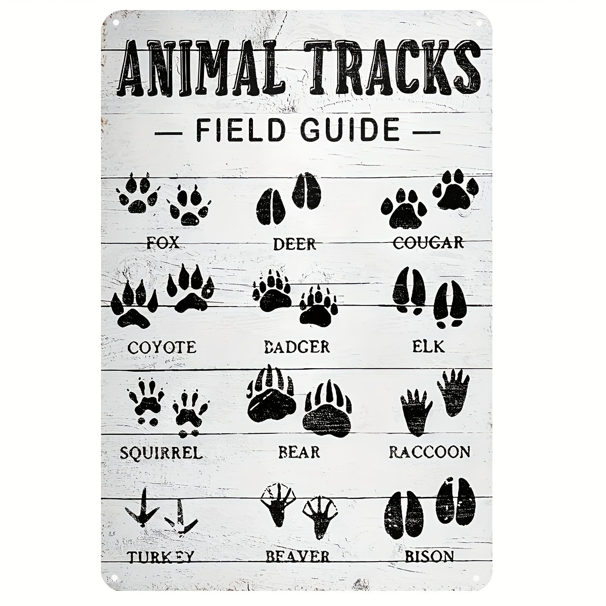 Vintage Animal Tracks Field Guide Metal Sign Vintage Metal - Temu