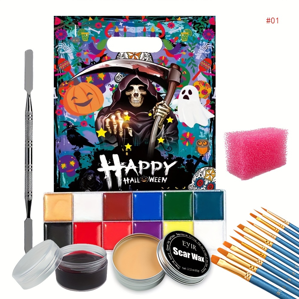 Halloween Makeup Kit Halloween Face Body Painting Palette With Lip Gloss  SFX Cosplay Makeup Kit For Face Painting Dress Up - AliExpress