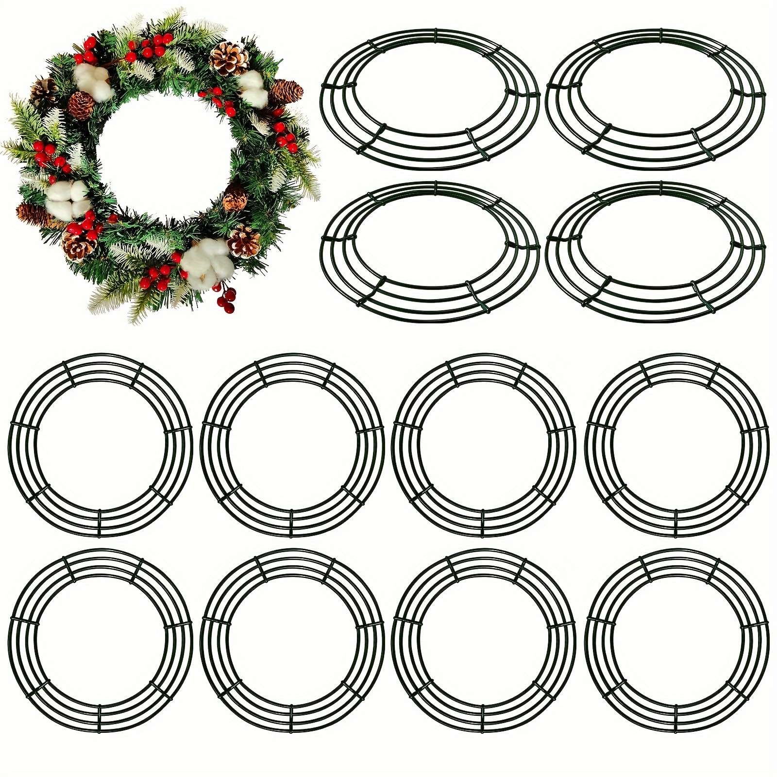 

12 Pack Metal Wreath Frame Wreath Rings For Christmas New Year Party Home Decor Diy Crafts Supplies