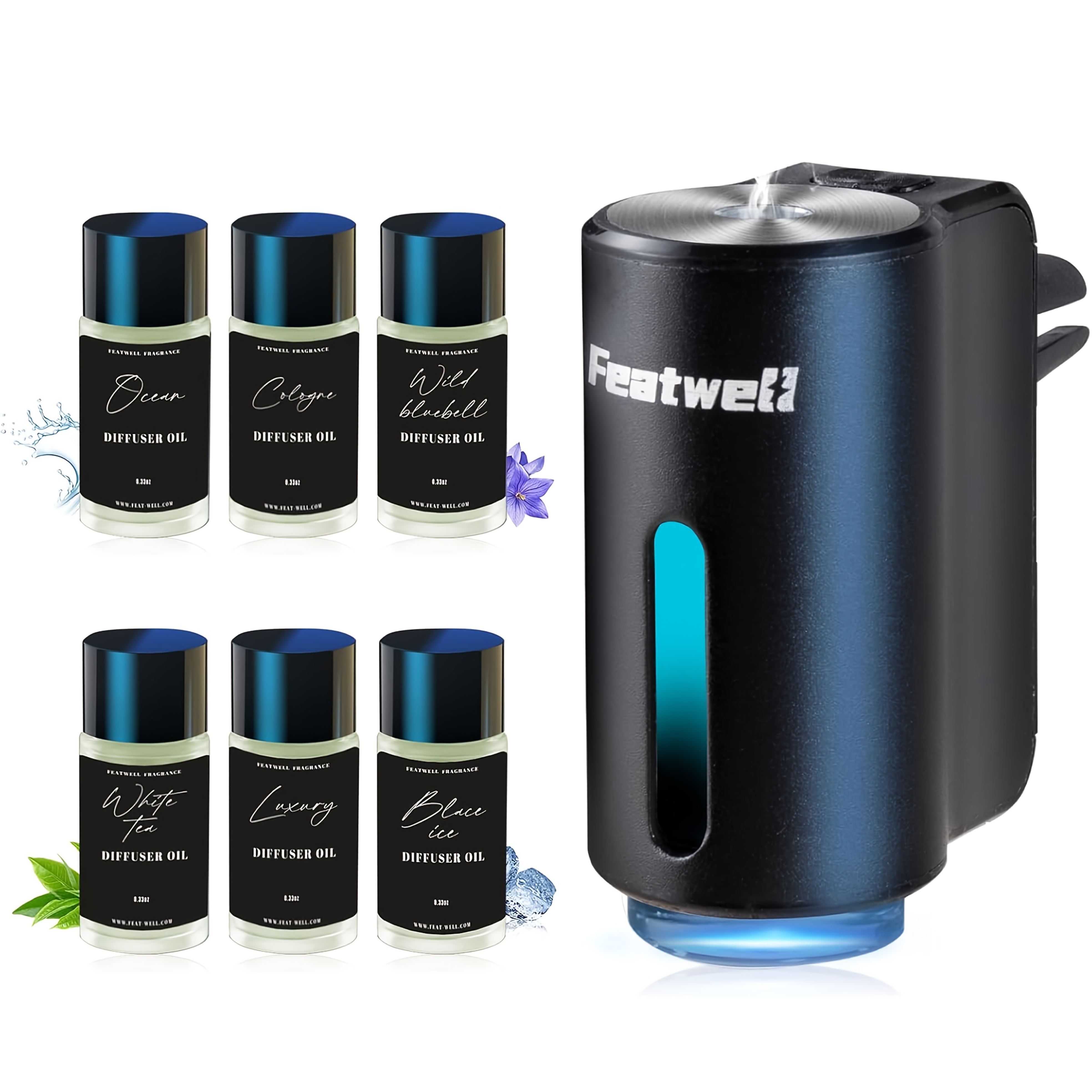 TEMU Smart Car Air Fresheners - 6*10ml Essential Oil Lasts , Portable Waterless Car Diffuser Air Freshener Car Aromatherapy Diffuser, Adjust