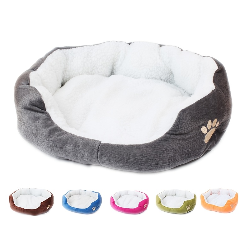 

1pc Cozy Pet Bed, Plush Cotton Dog Bed With Soft Lamb Wool, Warm And Comfortable Kennel For Small To Medium Dogs And Cats - Easy Not Required