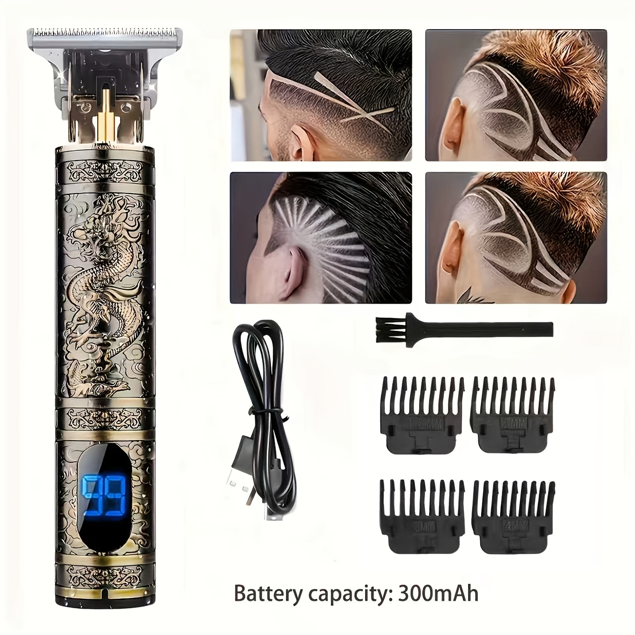 Image of Professional Hair Clipper, Electric Shaver With Led Display, Hair Clipper, Beard Trimmer, Usb-c Charging, Long Hair Trimmer, Hair/beard Trimmer Set With 4 Attachment Combs