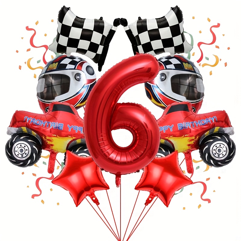 Image of Theme 40-inch Red Number Balloon Set, Perfect For Racing-themed Birthday Parties, Outdoor Summer Gatherings, Foil Balloons, For Halloween, Christmas