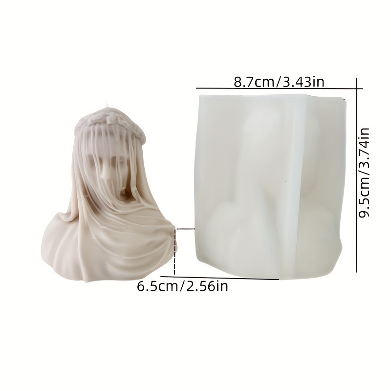 D Wax Mold Silicone Female Sculpture Soap Mold Epoxy Casting Resin Lady Bust Statue Plaster Mold For Candle Hand Soap Making Mold Clay Plaster Craft Mould Home Decor