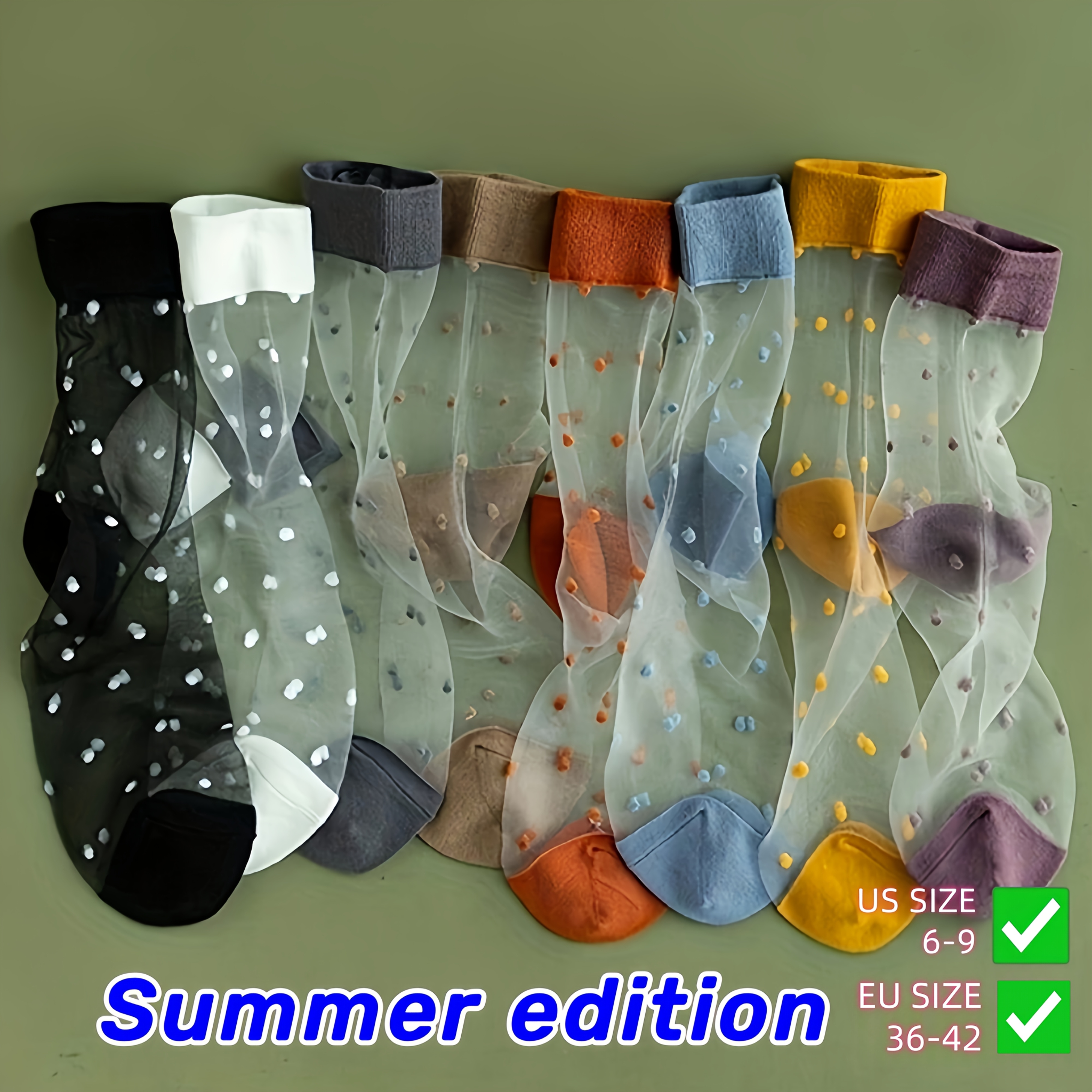 E-shop 5 Paar Damen Sommer Socken, Atmungsaktive Eis Mid Tube Socken, Transparenter und modischer Stil, Hot Weather Styling Pro Ready