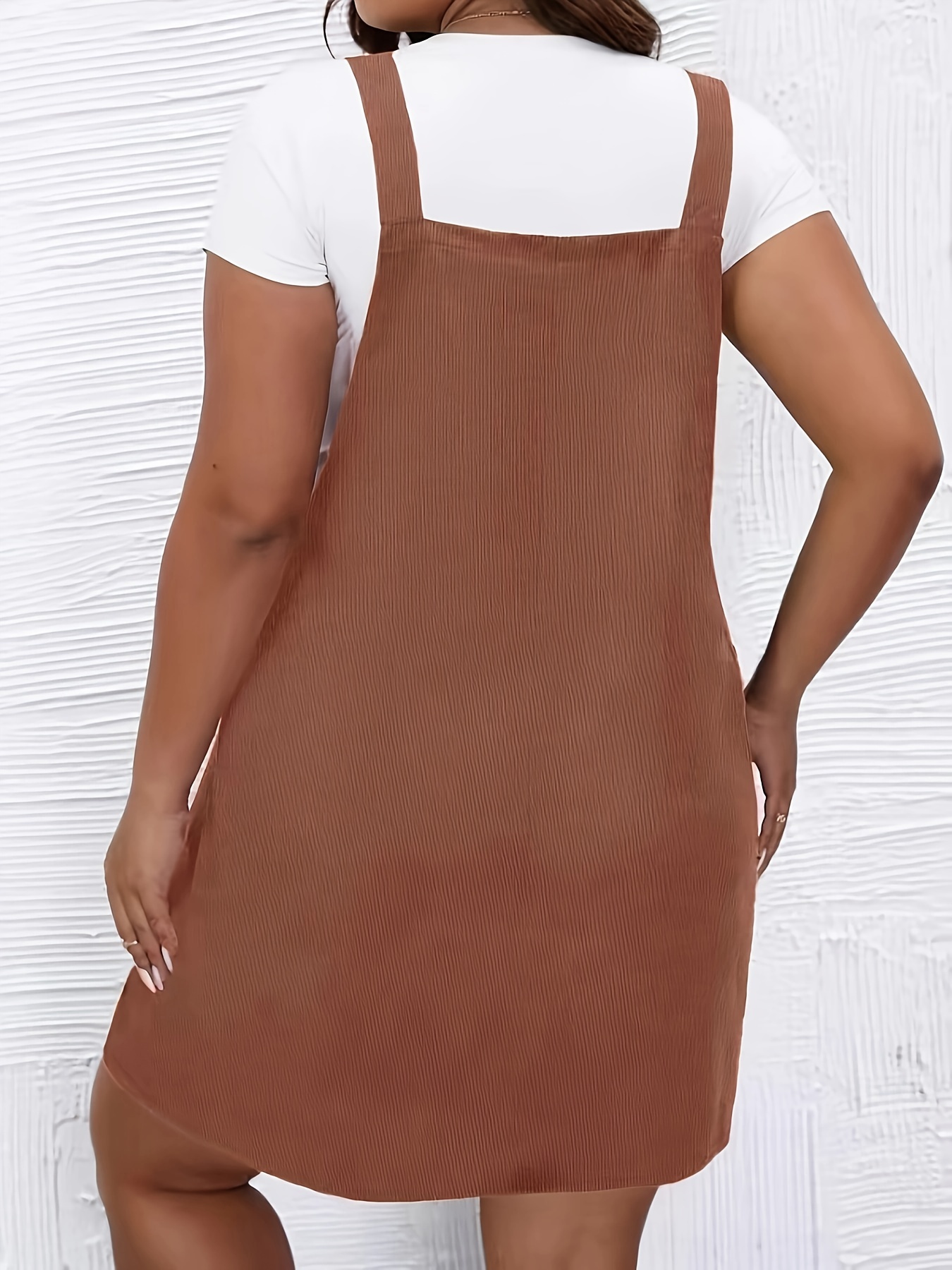 Vestido corto sin mangas con bolsillos para mujer, talla grande