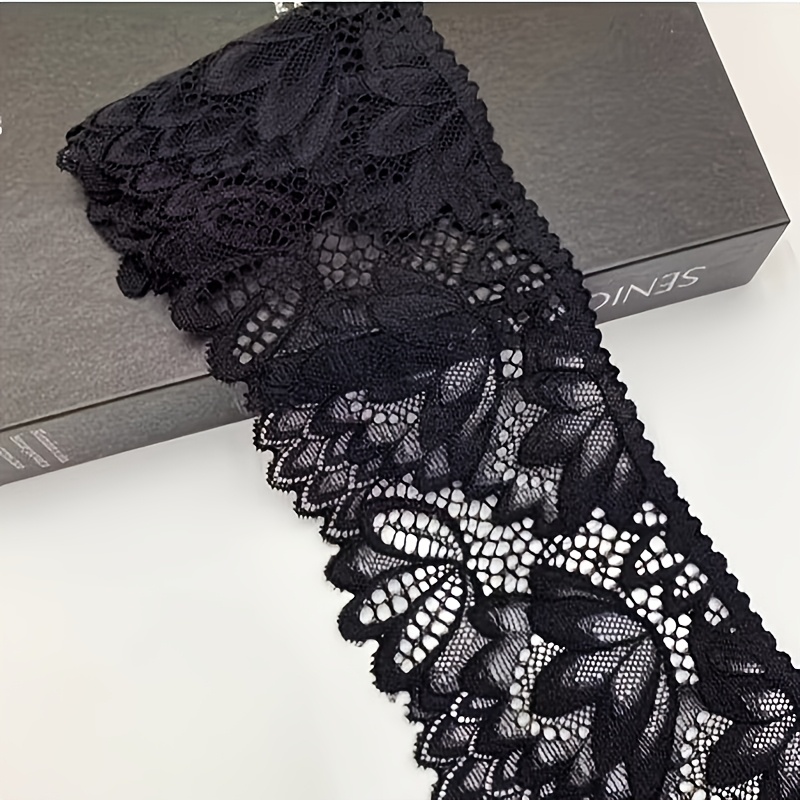 TEMU Bande décorative en dentelle élastique 2 mètres de long et 9,5 cm de large, main pour couture DIY sur vêtements, chapeaux, vêtements, robes,