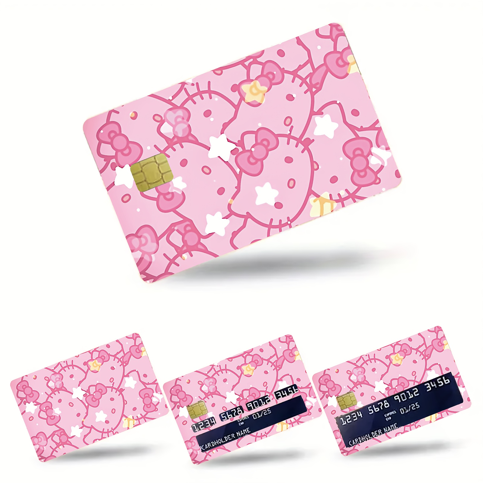 1 Set Of 4 Hello Kitty Credit Card Stickers, Self-adhesive Vinyl Frosted Stickers, Easy Cute Christmas And New Year Gifts, Boyfriend Gifts, Pvc Card Stickers, Self-adhesive Bus Card Stickers