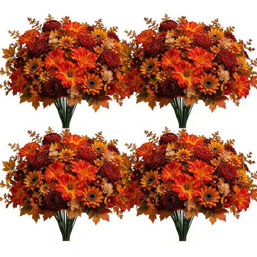 item picture 6 bunches of outdoor artificial autumn flowers holiday decorative flowers mixed faux chrysanthemums chrysanthemum bouquets autumn marigolds for vases wedding table centerpieces autumn home decor suitable for halloween decor