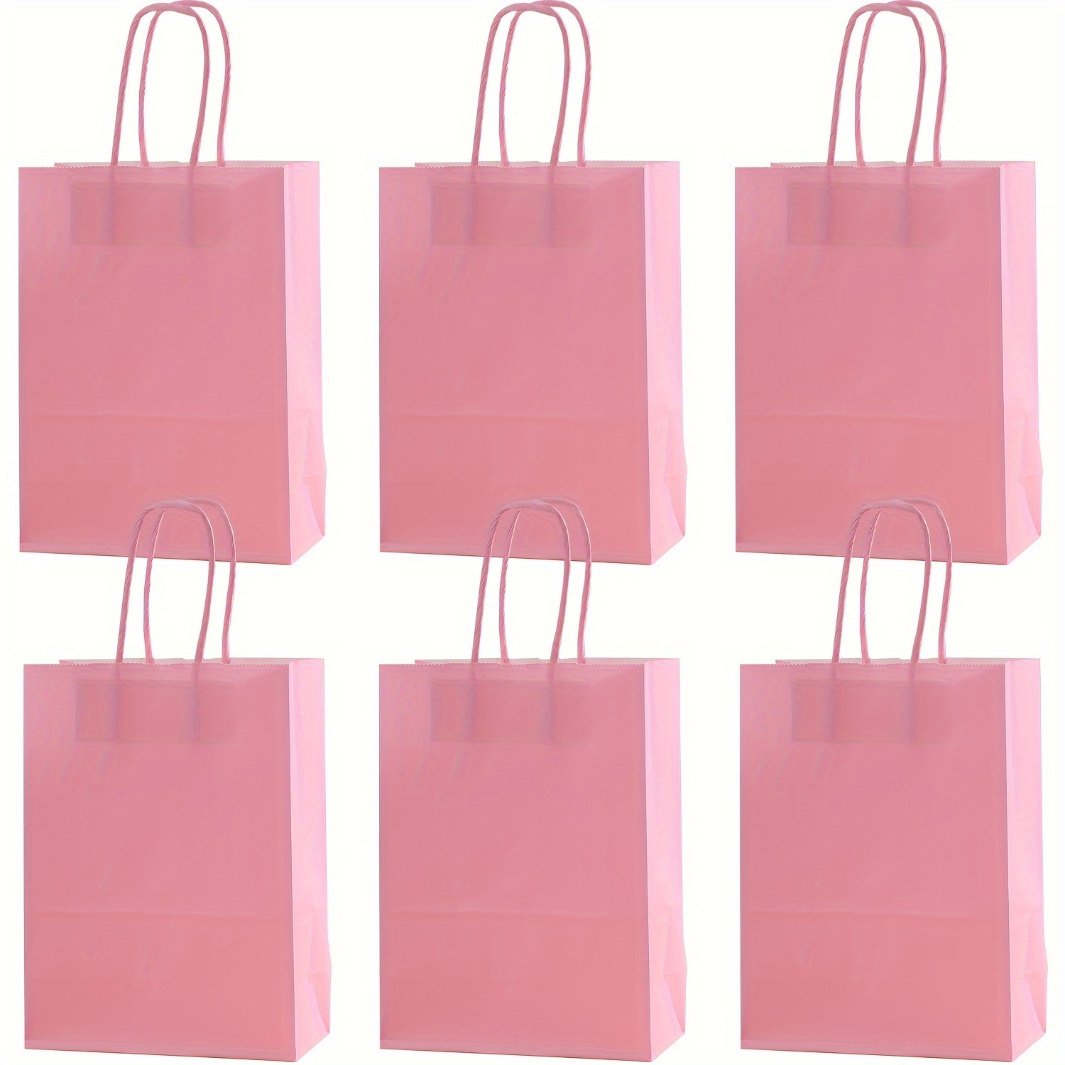 

6-piece Pink Kraft Paper Bags 16x22x8cm - Foldable, Perfect For Takeout, Shopping, Parties, Birthdays, Weddings & More