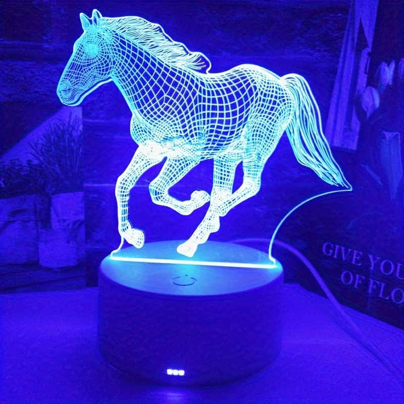 

Wild Horse 3d Illusion Led Night Light, 1pc - Unique Household Decorative Bedside Lamp, Usb/battery Dual Power Mode, Safe Operating Voltage ≤36v, Ideal Gift For Family And Friends