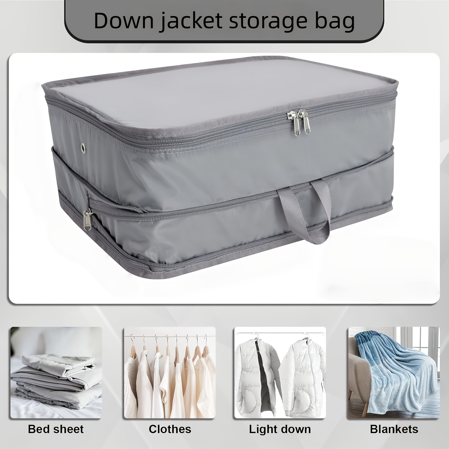 TEMU Multi-functional Down Jacket Storage Bag, Sheet And Clothing Lightweight Duvet Organizer Bag, Portable Handbag With Built-in Compression