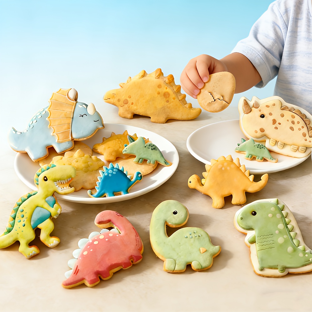 12-teiliges Dinosaurier-Tier-Ausstechformen-Set im Karton, Edelstahl-Form-Ausstecher für Kekse Süßigkeiten für die DIY-Küche, zum Backen für thematische Geburtstagspartys
