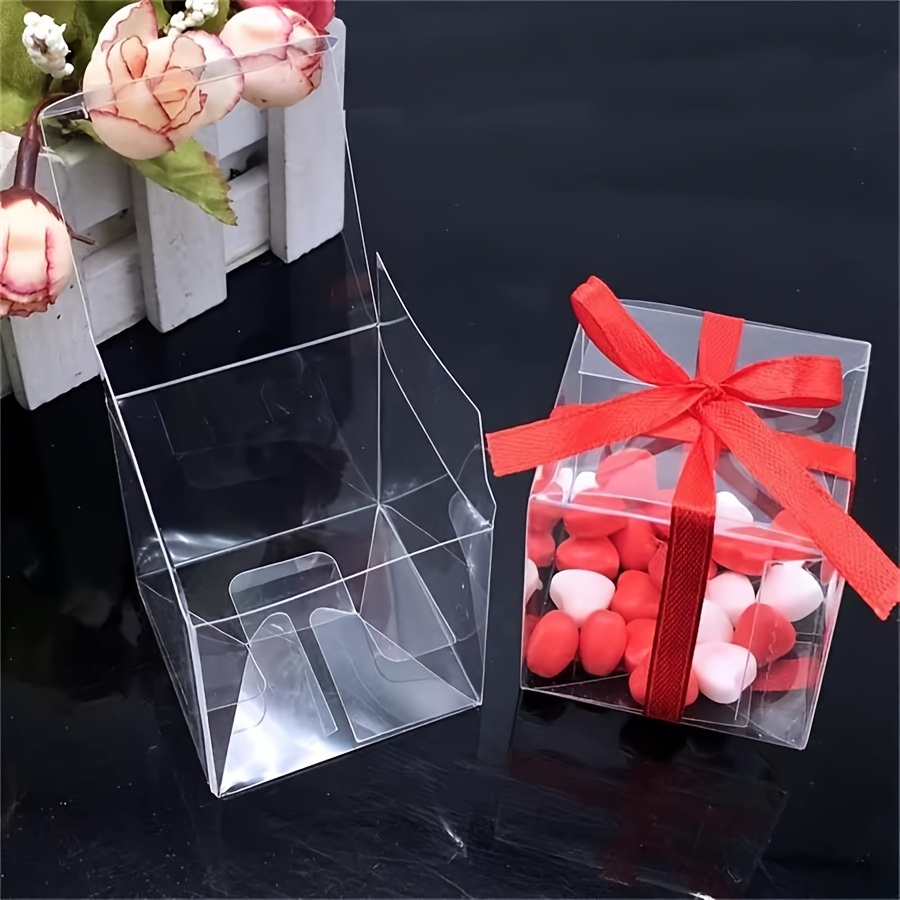 

100pcs Clear Pvc Gift Boxes, Transparent Display Containers, Diy Plastic Boxes For Wedding, Birthday, Office, Christmas, Valentine's Day, Universal Holiday Packaging