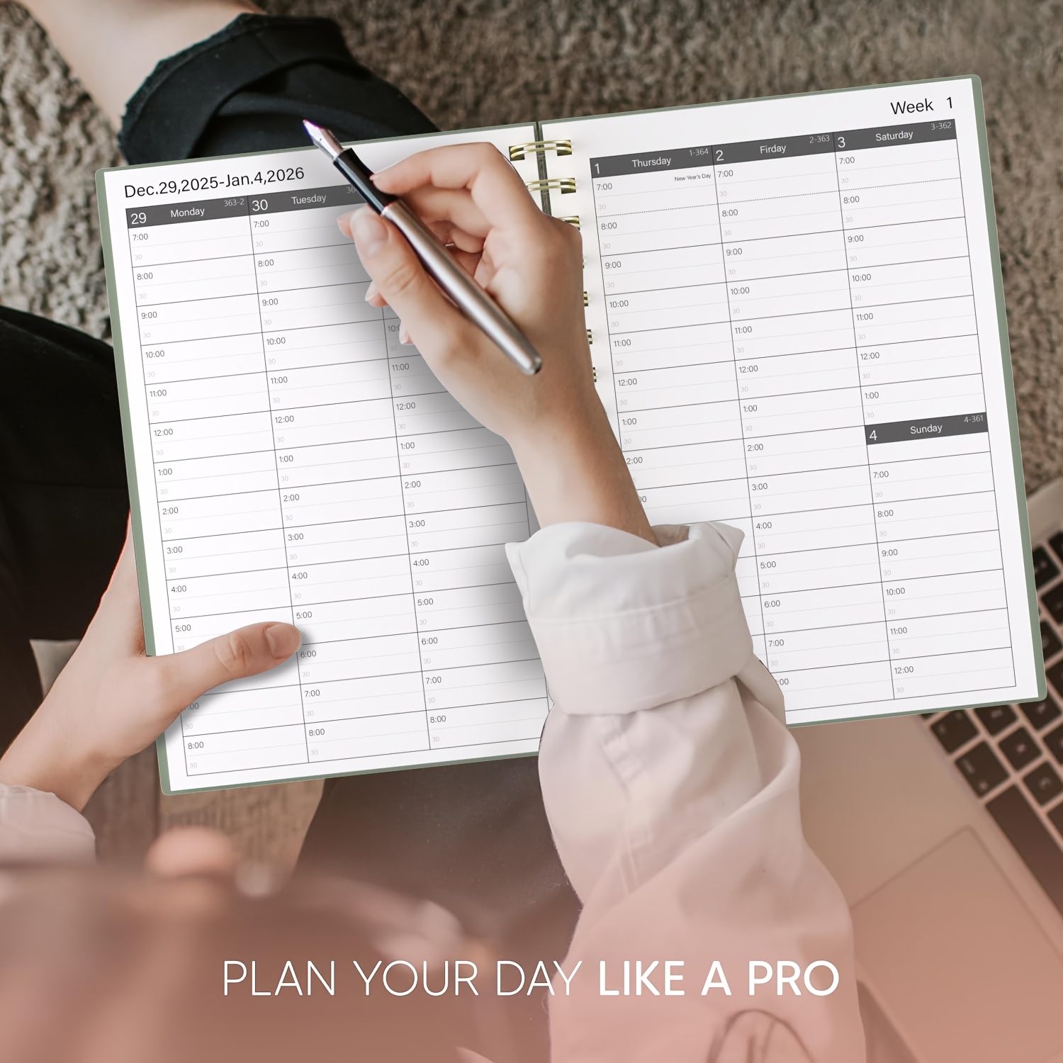 Agenda 2026 Spirale Agenda Burde 2025 A5 Semainier Horizontal - Couverture Fleur Avec Reliure Spirale | Décembre 2024 à Janvier 2026 Planificateur Horizontal Fleuri