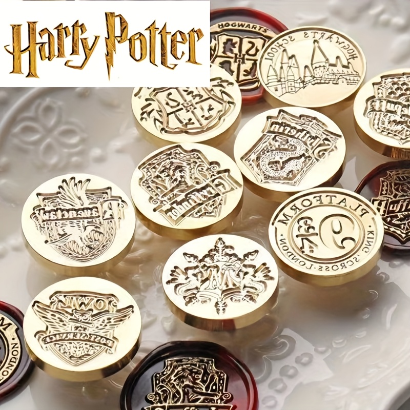 Image of Wb Hogwarts Fire Wax Metal Stamp Set, Handmade Ink Pad, Full House Stamp Collection, Party Game, 6pcs With Handle, Hogwarts + + + + + Owl
