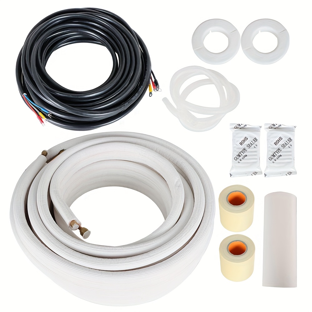 TEMU 50-foot Dual Copper Tubing For Mini-split Air Conditioners | 1/4-inch And 3/8-inch Insulated Extension Tubing, Brand: Wflnhb
