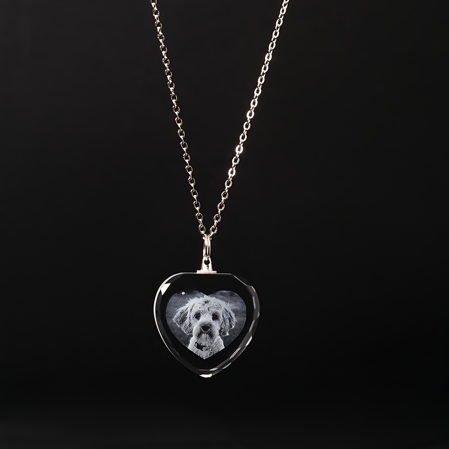 E-shop Überraschungs-Halskette mit individuellem Foto, 2D personalisierter Bild-Anhänger als ewiges Andenken, lasergravierte Herzform, Gedenkgeschenk
