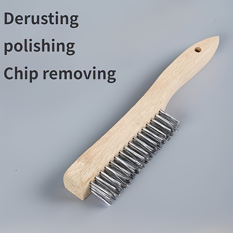 E-shop Langlebige Edelstahl-Drahtbürste mit ergonomischem Holzgriff – Ideal zum Entfernen von Rost Schmutz, Polieren von Rückständen – Keine