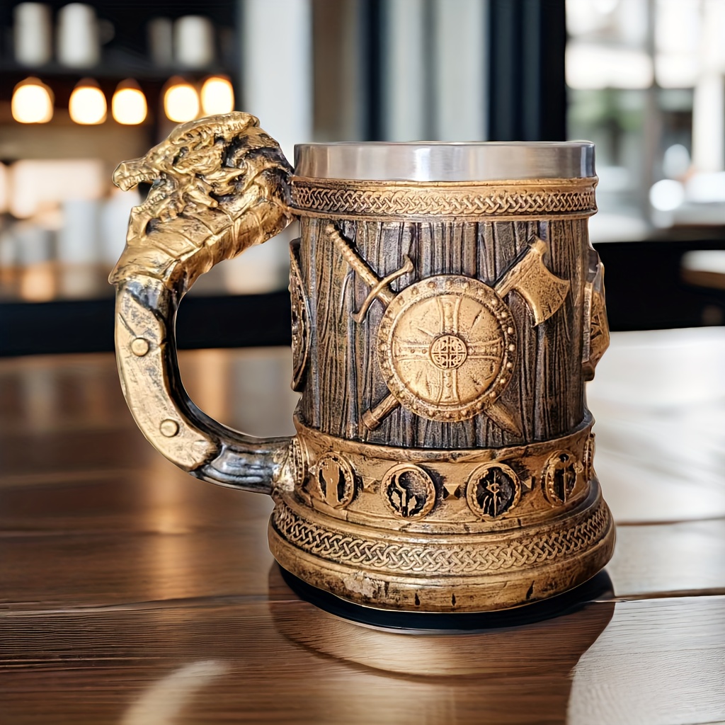 Vintage Medieval Dragon Handle Beer Mug