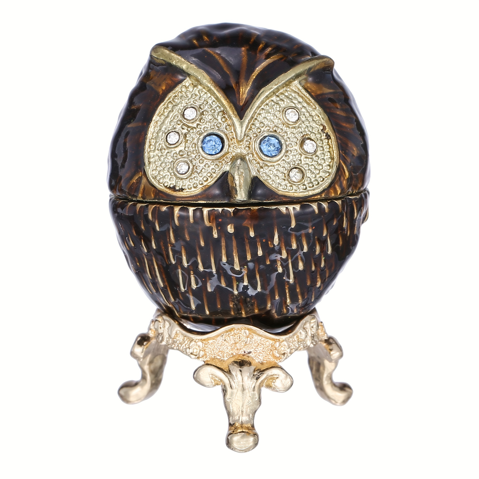 Hand Painted Wise Owl Trinket Box Hinged Enameled Owl - Temu