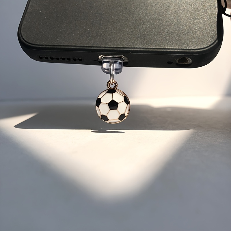 TEMU 1pc Mini Soccer Phone Dust Plug Charm, Protect Phone Charging Port, Suitable For Iphone/type-c Charging Port, Usb Dust Plug Decoration, Holiday