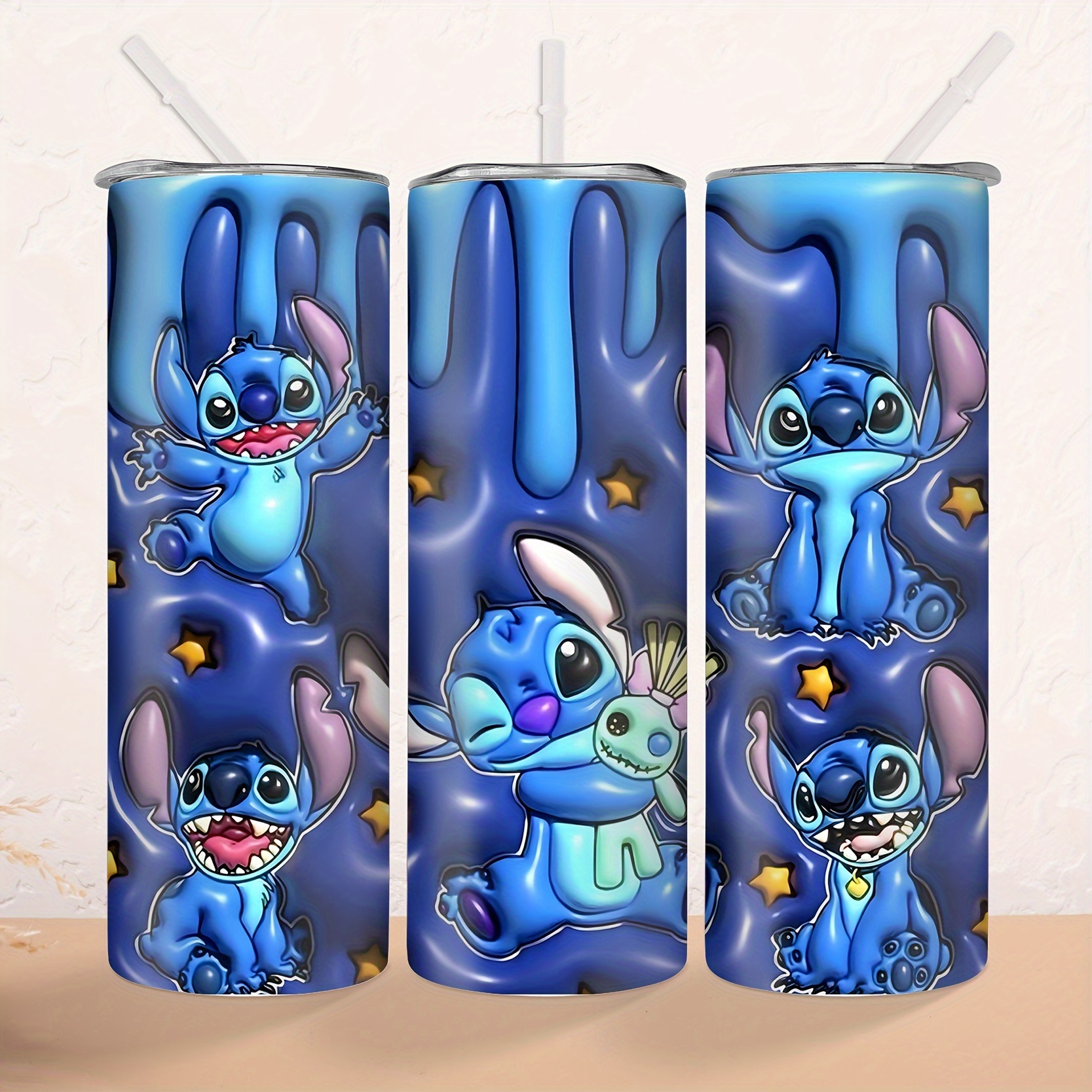 

1pc, Disney Stitch Tumbler With Lid And Straw, 20oz Stainless Steel Water Bottle, Insulated Straight Water Cups, Summer Winter Drinkware, Outdoor Travel Accessories