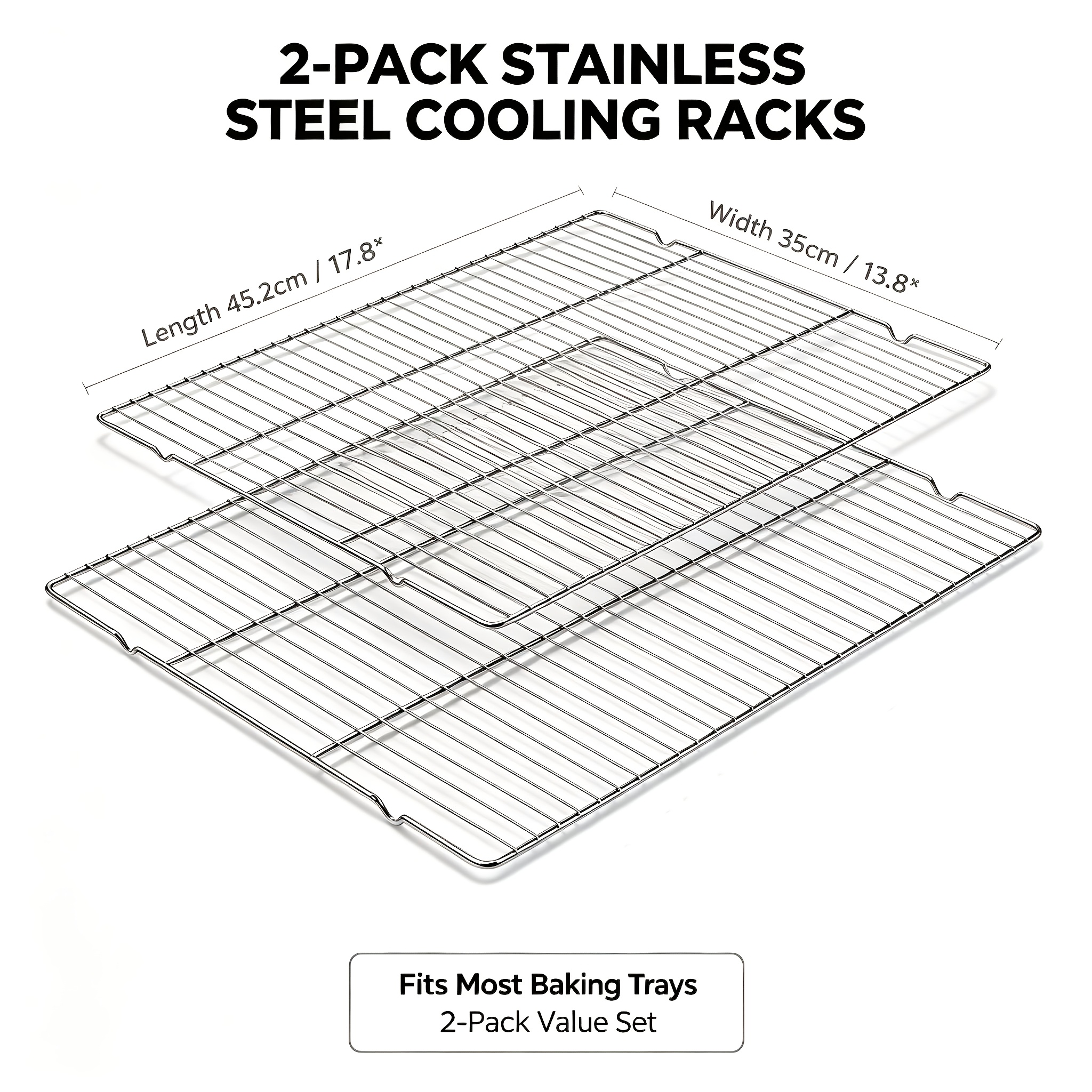 TEMU 2pcs Set Thickened Stainless Steel Baking Cooling Racks, Cake Turkey Drying Net, Christmas Thanksgiving Easter Baking Tools, Oven Grill Dual-use