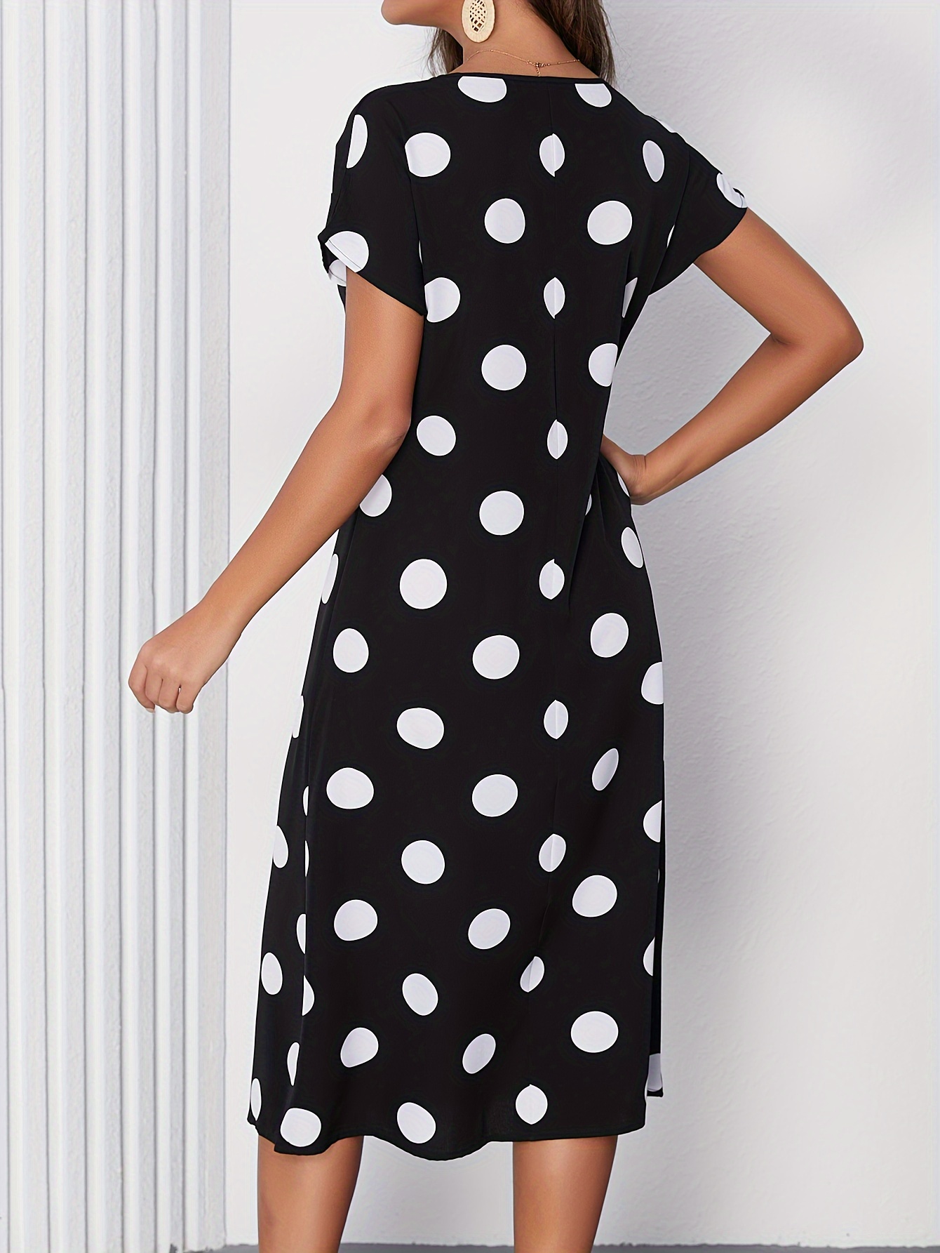 slim fit dress slacks Short Sleeve Gathered Sideseam Midi Dress L