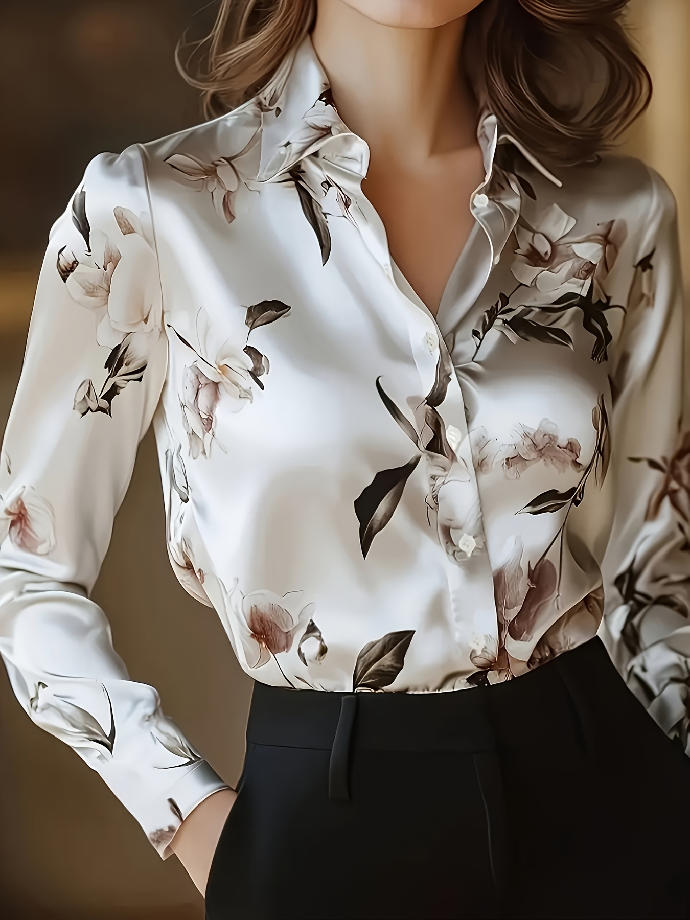 elegant special edition womens printed long sleeve shirt details 2